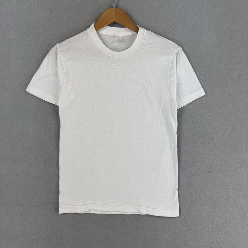 Vintage Fruit Of The Loom Shirt Mens Small White Single Stitch Crewneck Thin